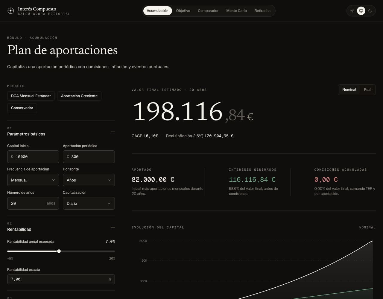 Captura de Calculadora de Interés Compuesto