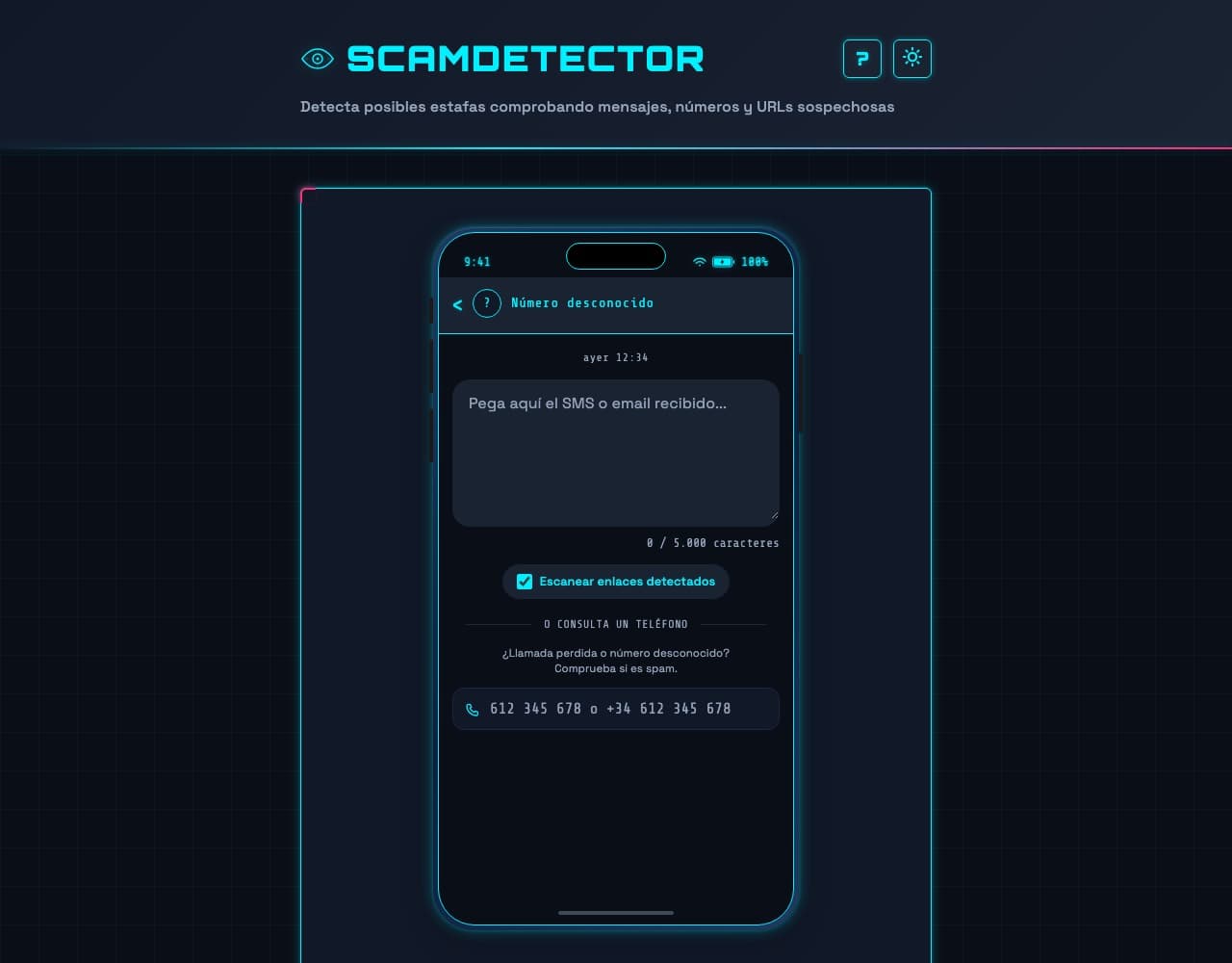Captura de Scam Detector